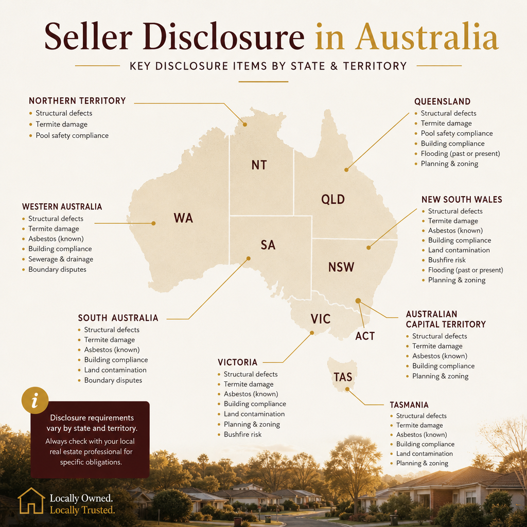 Map showing seller disclosure rules by Australian state